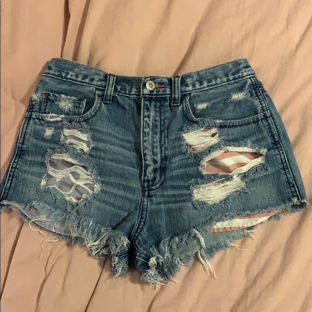 Hollister American Flag blue jean shorts